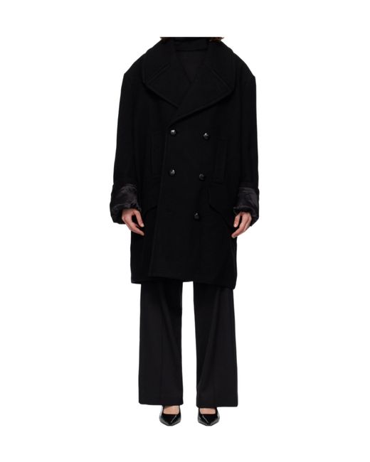 MM6 by Maison Martin Margiela Black Double-Breasted Oversized Coat