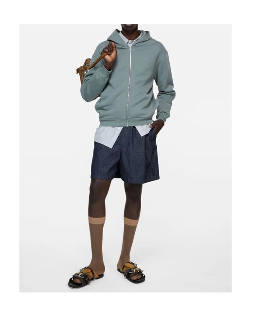 Acne Blue Embroidered-Detail Shorts for men