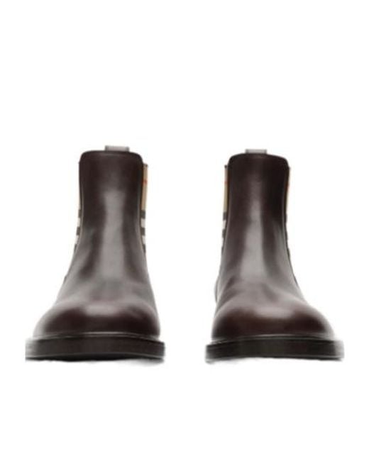 Burberry Brown Pembroke Checked Ankle Boots for men