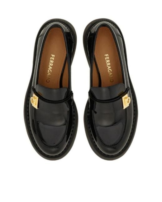 Ferragamo Black Hug Buckle Chunky Loafer