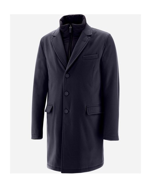 Herno Blue Virgin Wool Coat for men