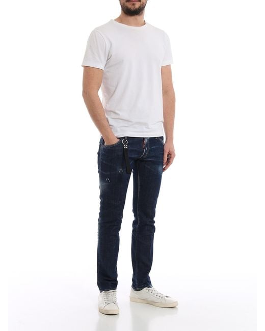DSquared² Blue Faded Stretch Denim Five-Bag Jeans for men