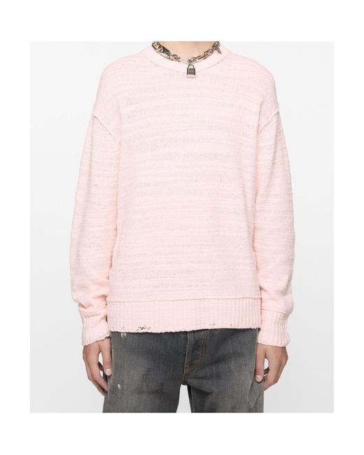 Acne Pink Crew-Neck Sweater for men