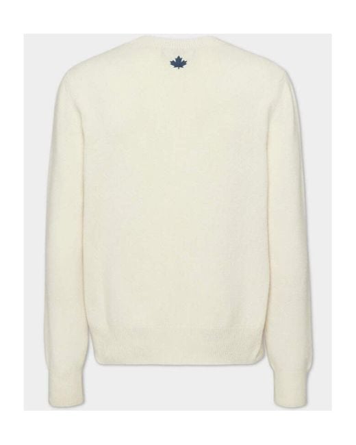 DSquared² White Logo Embroidered Crewneck Jumper for men