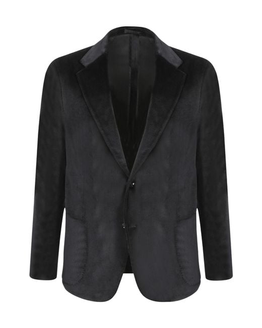 Lardini Black Single Breasted Corduroy Jacket for men