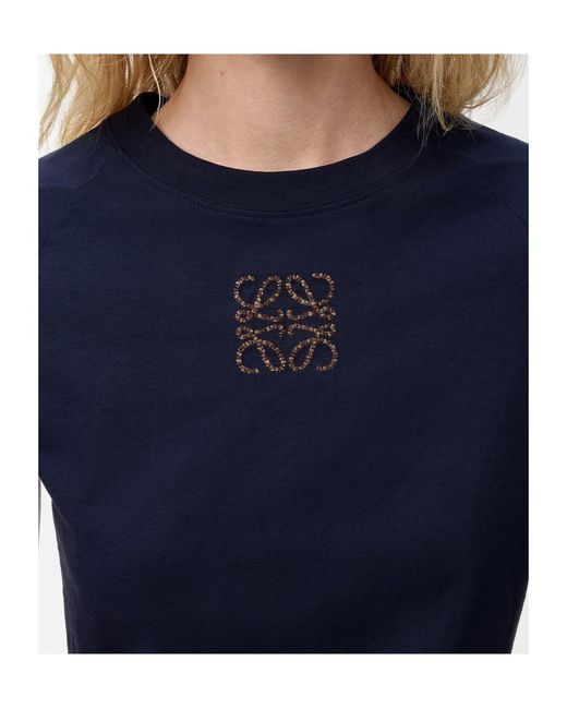 Loewe Blue Slim Anagram Embroidered T-Shirt