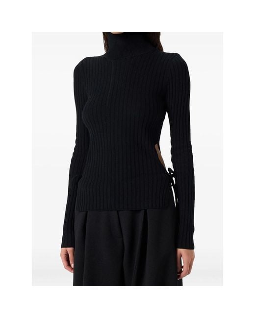 Blumarine Black Turtleneck Cut-Out Top