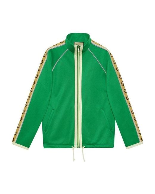 Gucci Green Logo Stripe Zip-Front Jacket for men
