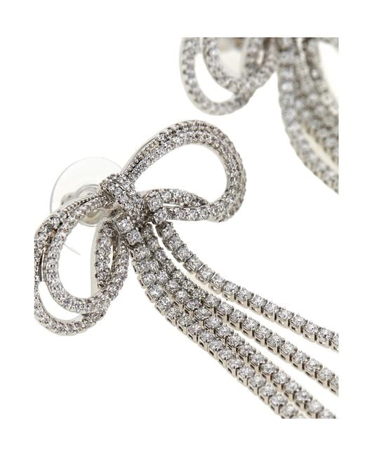 Self-Portrait White Double Crystal Bow Earrings