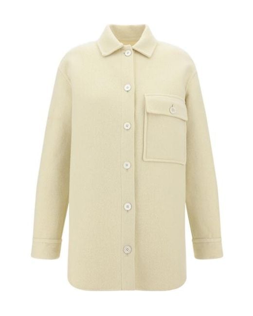 Jil Sander White Logo Jacquard Shirt Jacket