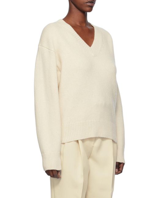 Totême  Natural Dropped-Shoulder V-Neck Jumper