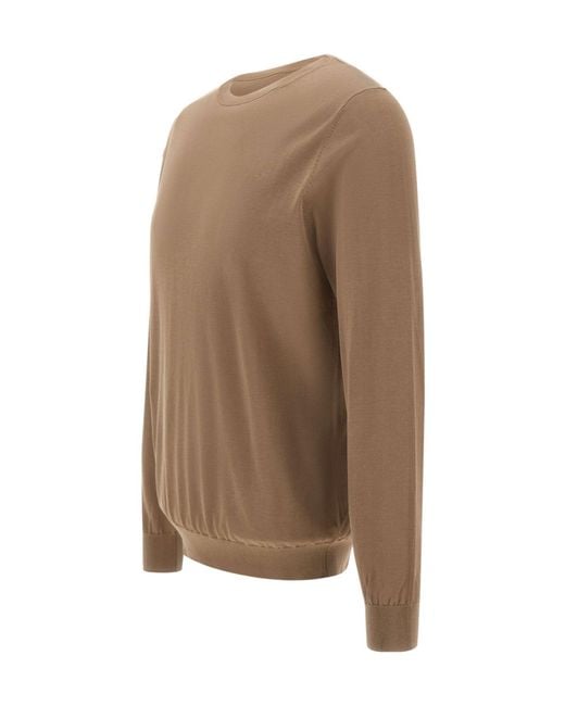 Kangra Cashmere Brown Kangra Crew Neck Knitwear for men