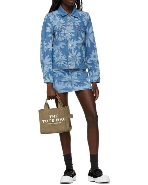 Marc Jacobs Green Logo Printed Zip-Up Small Tote Bag