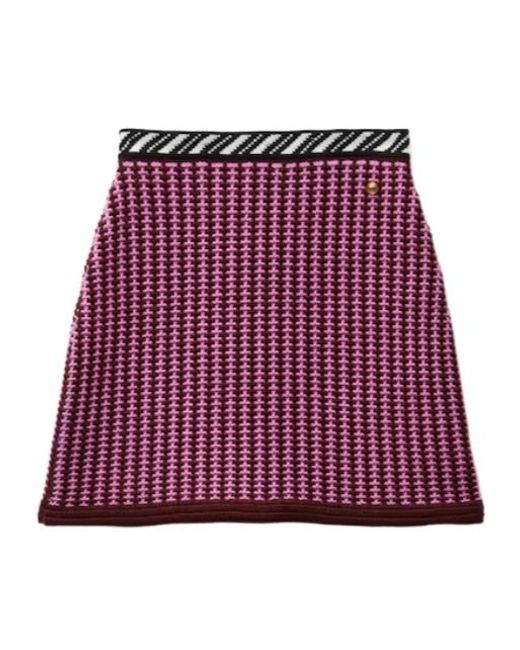 Versace Red Wool Crochet-Stitch Knit Mini Skirt