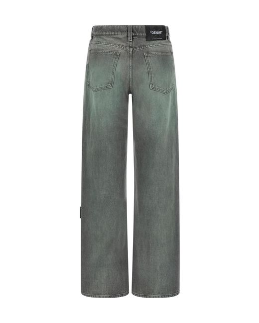 Off-White c/o Virgil Abloh Green Logo Patch Straight-Leg Jeans