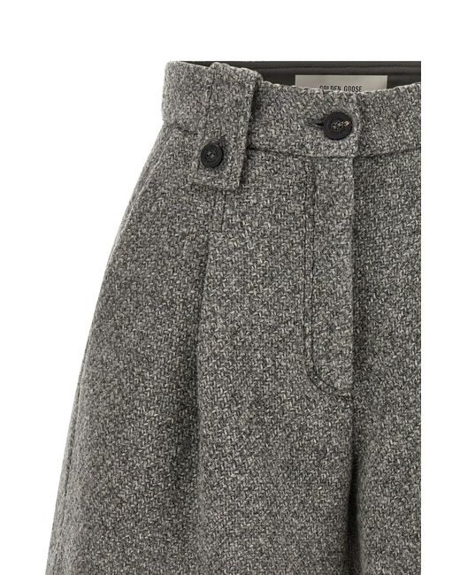Golden Goose Deluxe Brand Gray Tweed-Effect Pleated Shorts