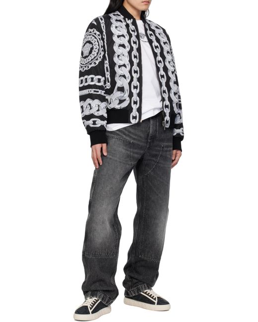Versace Blue Logo-Patch Patchwork-Designed Jeans for men