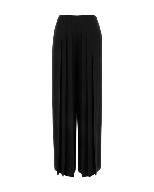 Alberta Ferretti Black Pleated Wide-Leg Trousers