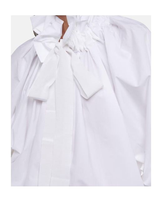 Patou White Ruffle Neckline Tie Blouse