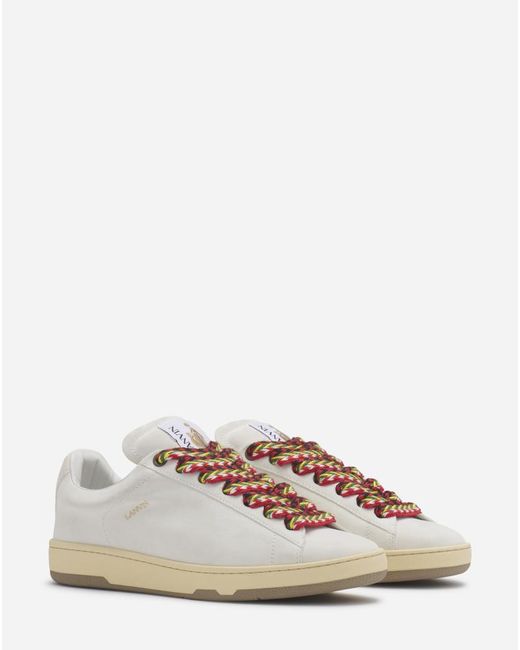 Lanvin White Suede Curb Lite Sneakers For for men