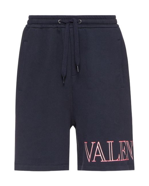 Valentino Blue Logo Print Drawstring Shorts for men