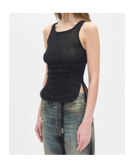 Ann Demeulemeester Black Mara Wrinkled Cropped Tank Top