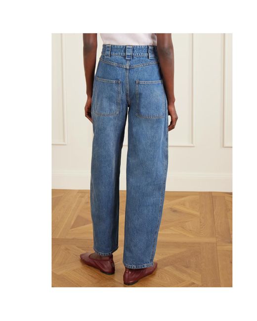Co. Blue Paneled Mid-Rise Barrel-Leg Jeans
