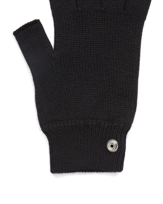 Rick Owens Black Fingerless Press-Stud Gloves for men