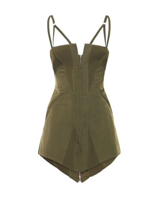 Dion Lee Green Ribbed Patchwork Mini Dress