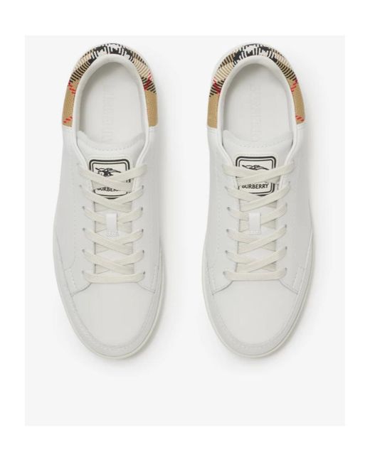 Burberry White Checked Low-Top Sneakers