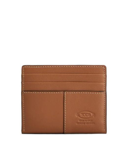 Tod's Brown Piccolo Logo Patch Card Holder for men
