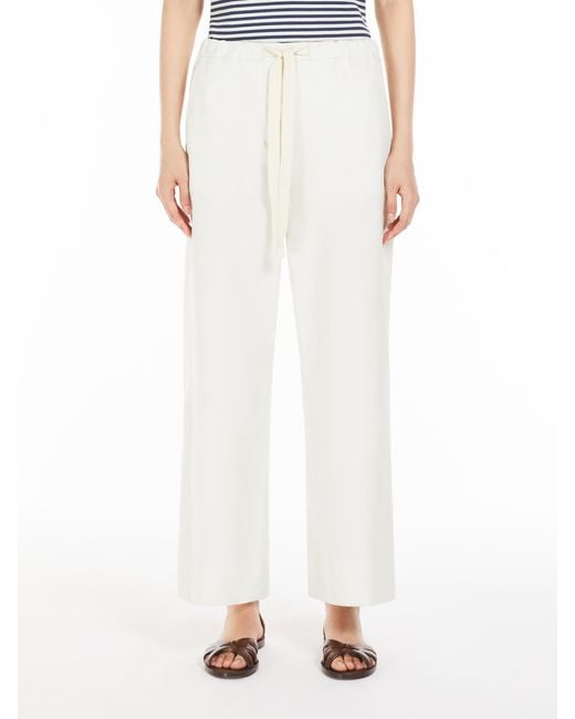 Max Mara White 'S Argento Drawstring Wide Leg Trousers