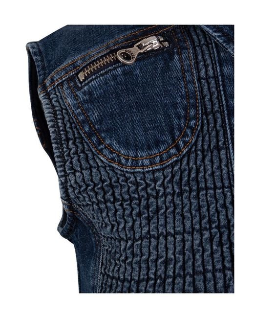 DIESEL Blue De-Terminate Smocked Denim Dress
