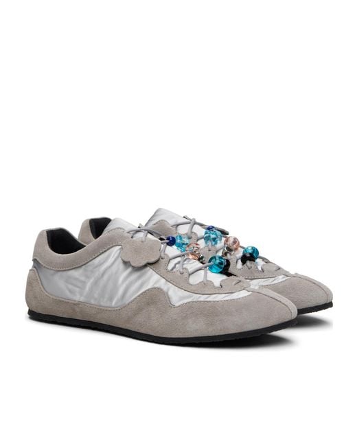 CECILIE BAHNSEN Gray Blaise Beaded Low-Top Sneakers