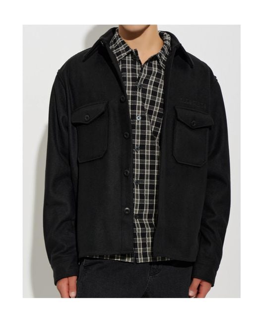 AllSaints Black Collared Long-Sleeved Shirt for men