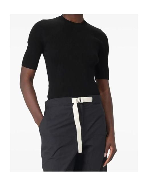 Jil Sander Black Ribbed Short-Sleeve T-Shirt