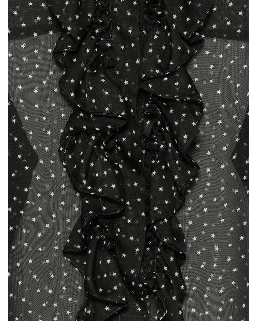 P.A.R.O.S.H. Black Star-Print Ruffled Shirt