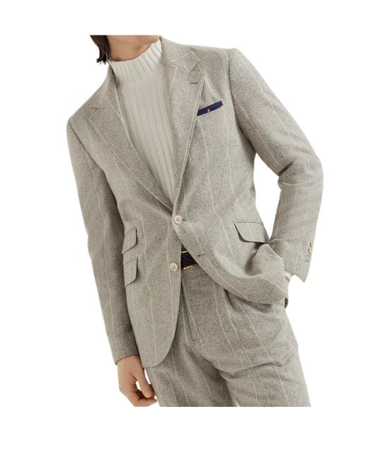 Brunello Cucinelli Gray Deconstructed Cavallo Blazer for men