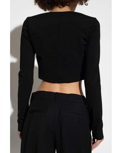 Givenchy Black Long-Sleeve Cropped Top