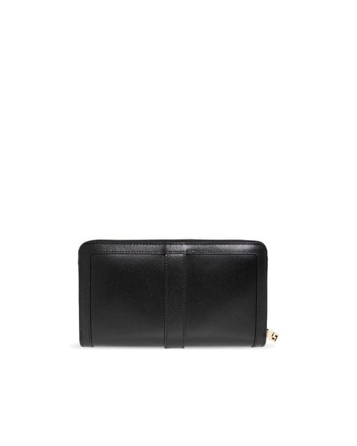 Versace Black Logo Detailed Zipped Wallet