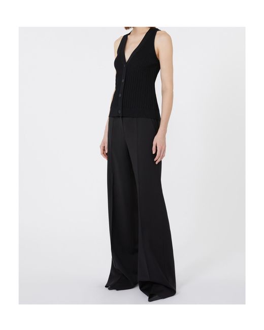 Max Mara Black Cotton Yarn And Viscose Crepe Gilet