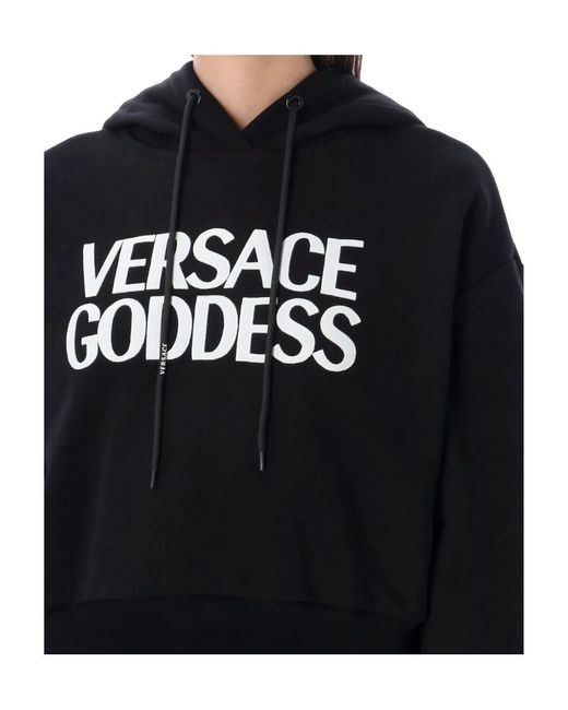 Versace Black Goddess Printed Drawstring Hoodie