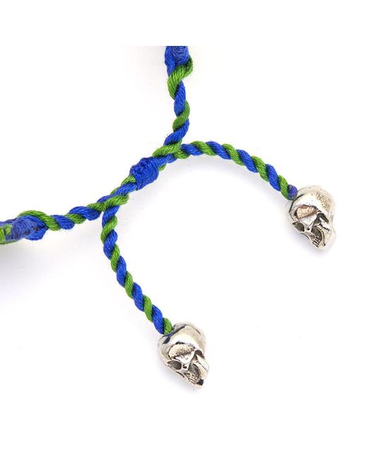 McQueen Blue Logo-Embroidery Cord Bracelet for men