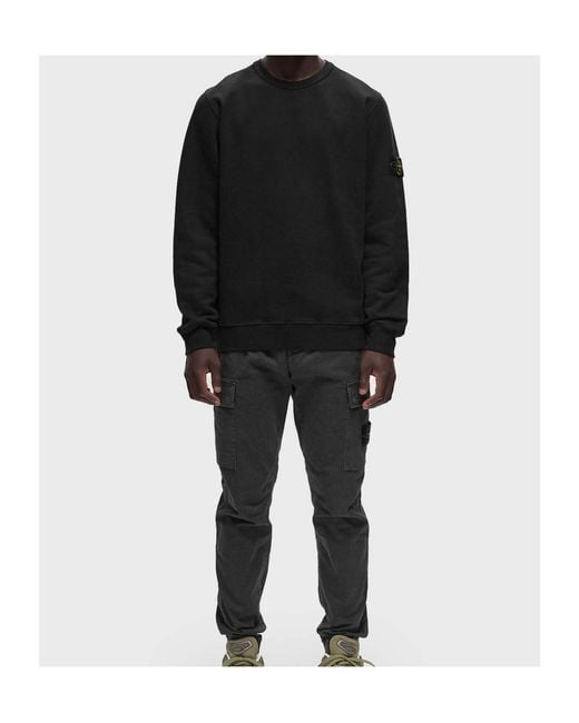 Stone Island Black Compass Patch Crewneck Sweatshirt for men