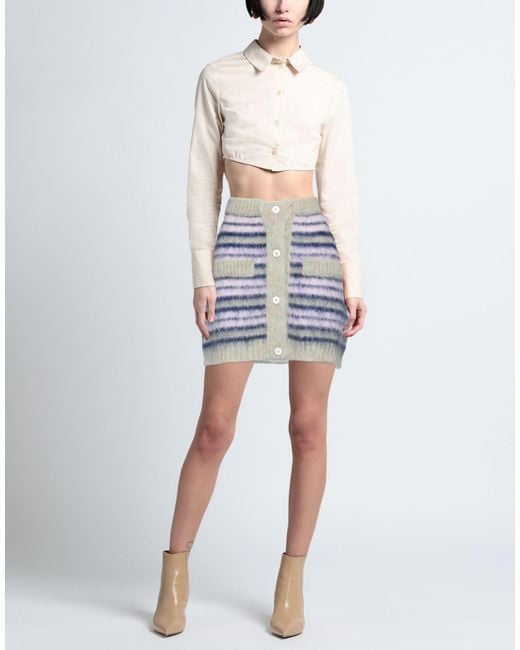 Marni Gray Striped Flared Skirt