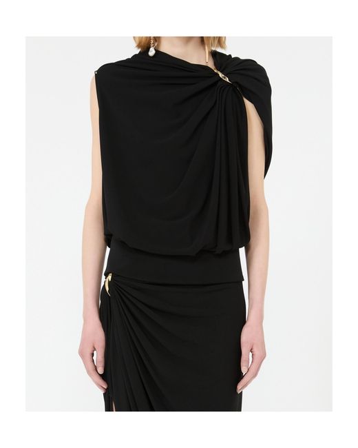 Sportmax Black Lacuna Ring-Embellishment Top