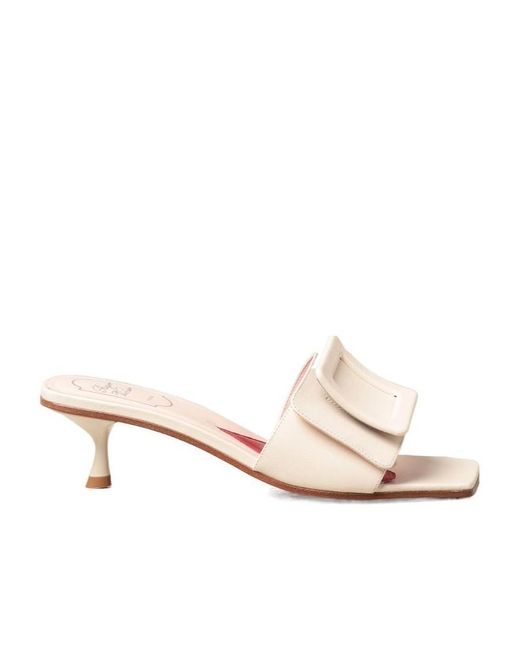 Roger Vivier Natural Square Toe High Heel Sandals