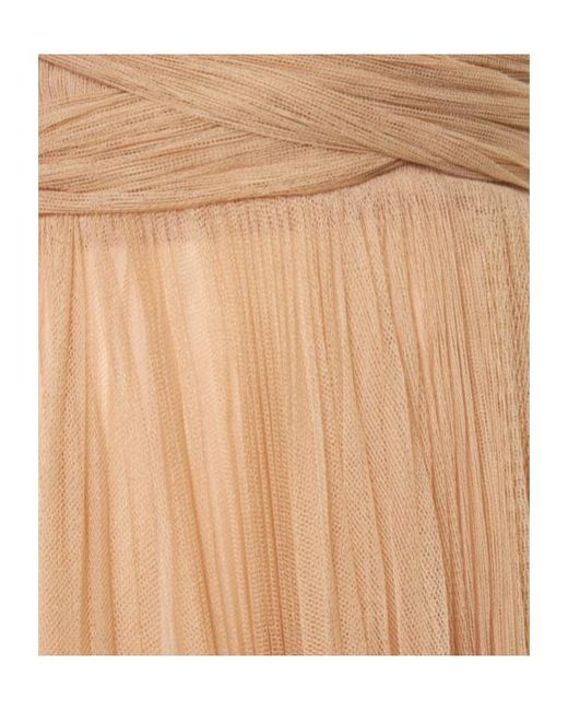 Maria Lucia Hohan Natural Pleated Tulle Midi Dress W/ Low Back