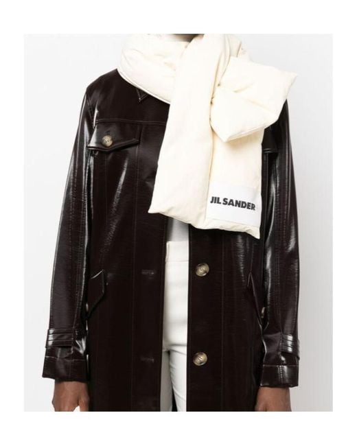 Jil Sander White Logo Patch Down Scarf