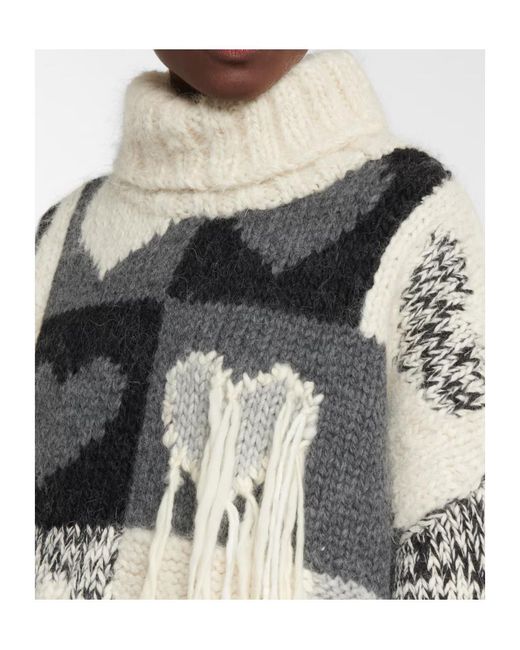Joseph Multicolor High-Neck Floral Knit Sweater